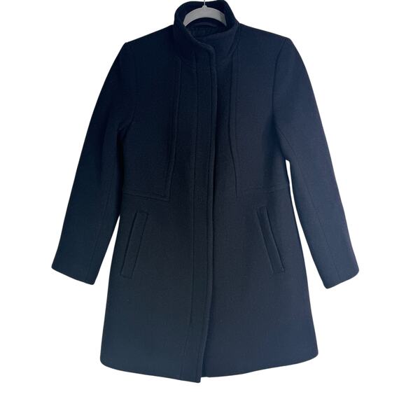 Talbots Italian Wool Blend Stadium Coat Zip Up Size 6 Black Longline Classy - Picture 2 of 16